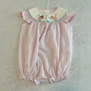 Stitchy Fish - Pink Striped Kids One Piece. 90s baby clothes